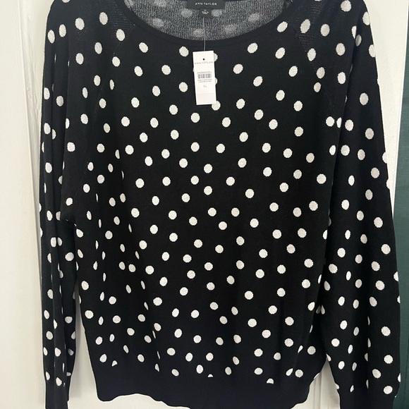 Ann Taylor Sweaters - Ann Taylor Black Sweater with White Polka Dots